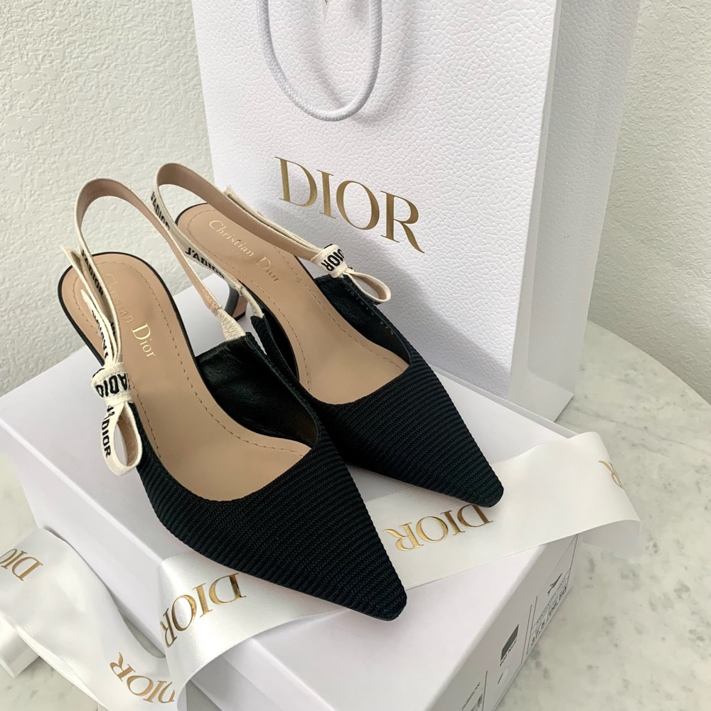 Christian Dior J’Adior Slingback Pumps | Black Technical Fabric | size EU 37.5